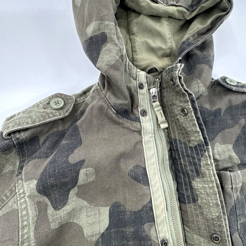 GAP Field Army Jacket Youth XXL 14 16 Camo Anorak Hooded Military Lined Canvas